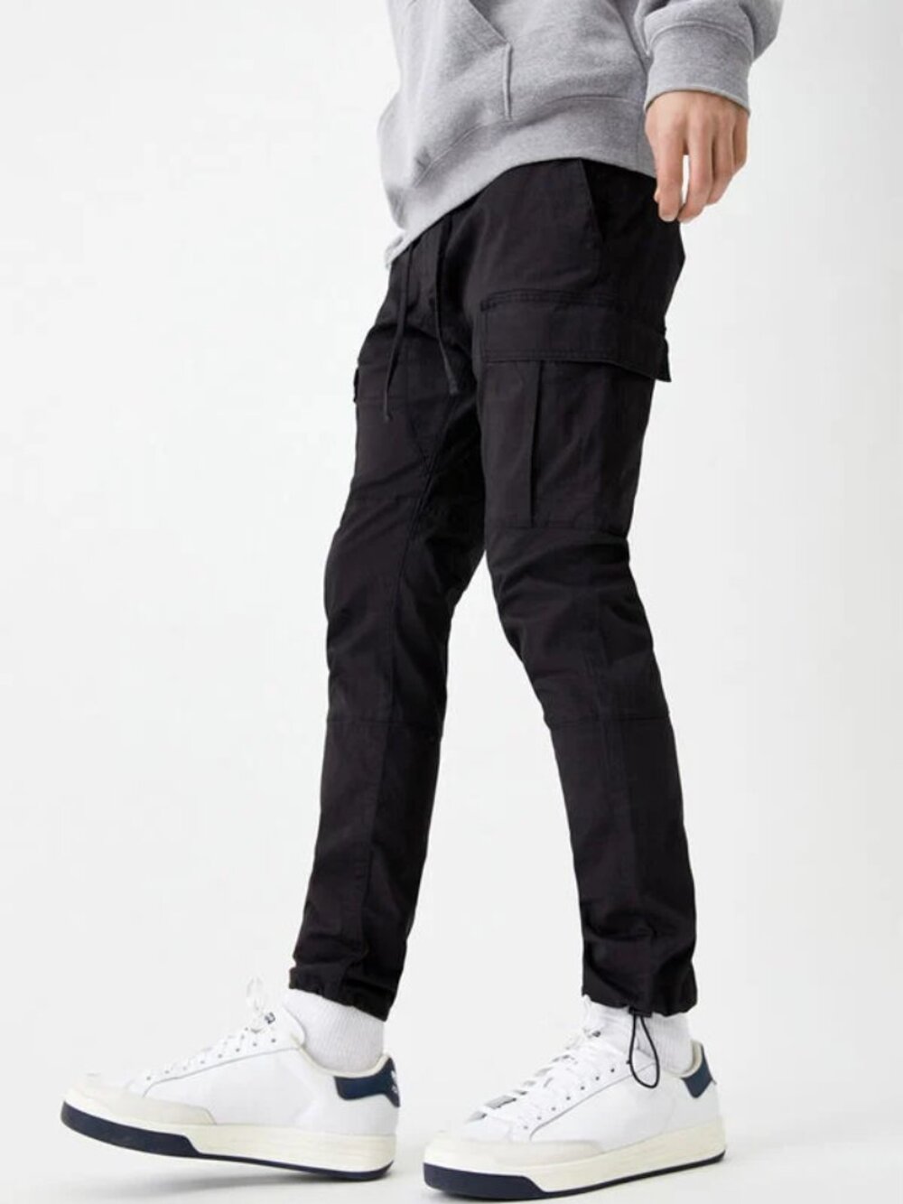 Pacsun Men's Black Slim Fit Utility Drawstring Casual Cargo Jogger Pants Size L